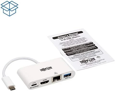 Tripp Lite USB-C dokas U444-06N-H4GU-C Single Ekranas/1xHDMI/iki sngle 4K/1xUSB 3.2/palaikymas PD 60W/Baltas/Maitinimo šaltinis neįtrauktas