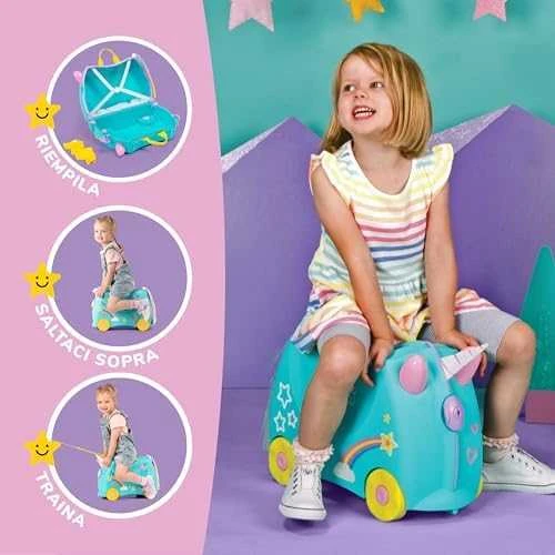 Trunki kelioninis lagaminas su ratukais vaikams | Vienaragis Una