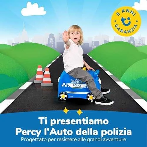 Vaikiškas lagaminas Trunki Percy Police Car, 18 l / 21x46x31 cm