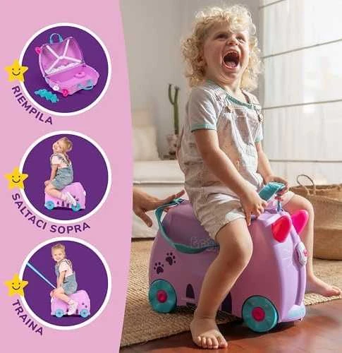 Trunki kelioninis lagaminas su ratukais vaikams | Kačiukas Cassie