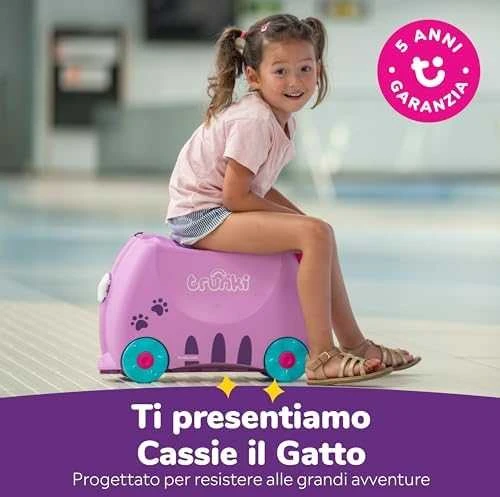 Trunki kelioninis lagaminas su ratukais vaikams | Kačiukas Cassie
