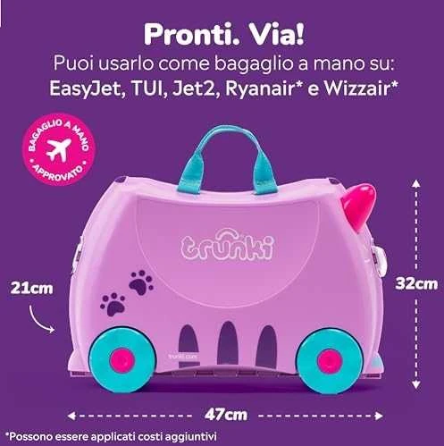 Trunki kelioninis lagaminas su ratukais vaikams | Kačiukas Cassie