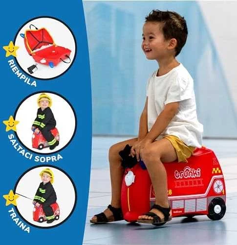 Trunki kelioninis lagaminas su ratukais vaikams | Gaisrinis automobilis Frank