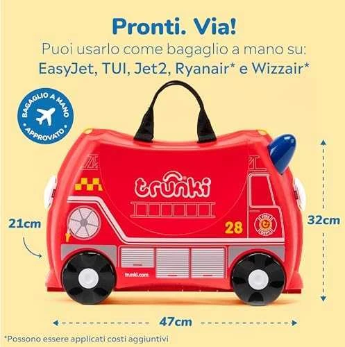 Trunki kelioninis lagaminas su ratukais vaikams | Gaisrinis automobilis Frank