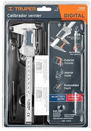 Skaitmeninis slankmatis. Tikslumas 0,01mm. Minimalus matuojamas storis 0,01mm, didžiausias matuojamas storis 150mm Truper®