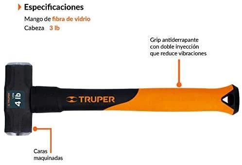 Truper Plaktukas-kūjis aštuonkampe dviguba galva 1800g, stiklo pluošto kotas 36cm