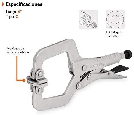 Replės fiksuojamos plokščiais antgaliais 150 mm tipas C Truper®