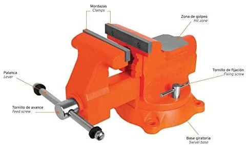 Šaltkalvio spaustuvai, HEAVY DUTY 150mm 24,2kg. 360° pasukamas. Keičiamos lūpos Truper®