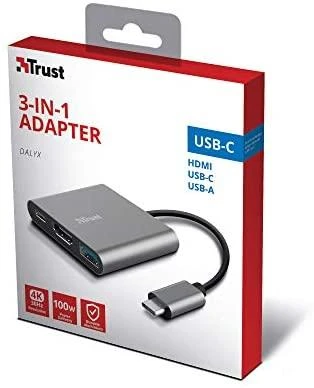 Trust Dalyx USB 3.2 Gen 1 (3.1 Gen 1) Type-C Aliuminio, Juodas