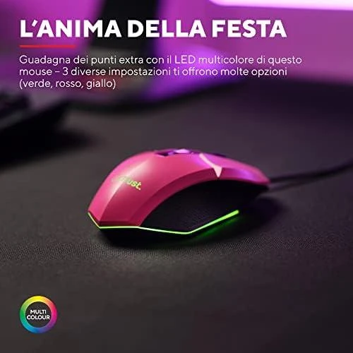 Pelė žaidimams Trust GXT 109 Felox usb 2.0, rožinė