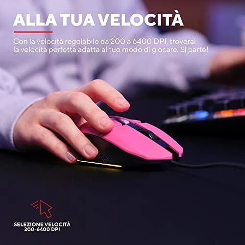 Pelė žaidimams Trust GXT 109 Felox usb 2.0, rožinė