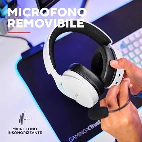 Trust GXT 491W FAYZO Ausinės su laidu & Belaidės su lankeliu ant galvos Gaming USB Type-C Bluetooth Juodas, Baltas