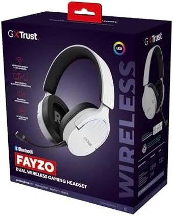 Trust GXT 491W FAYZO Ausinės su laidu & Belaidės su lankeliu ant galvos Gaming USB Type-C Bluetooth Juodas, Baltas