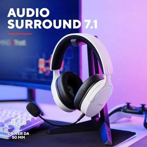 Trust GXT 491W FAYZO Ausinės su laidu & Belaidės su lankeliu ant galvos Gaming USB Type-C Bluetooth Juodas, Baltas