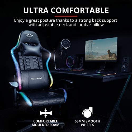 Žaidimų kėdė Trust GXT 716 Rizza RGB LED Illuminated Gaming Chair, Juoda, 23845