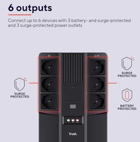 UPS TRUST 800 VA Bangos formos tipas Imituota sinusoidė Stalinis/stacionarus 23326