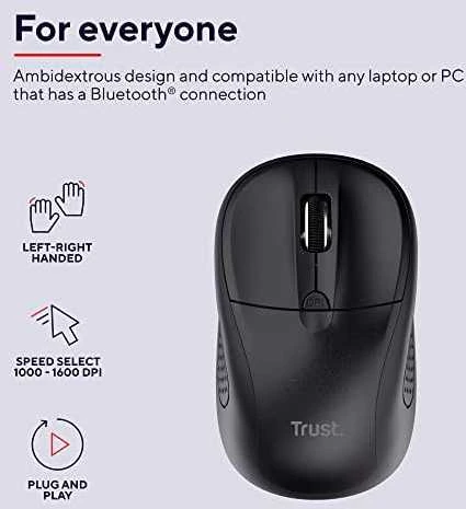 TRUST Kompaktiška belaidė Primo Bluetooth® pelė, Juoda (24966)