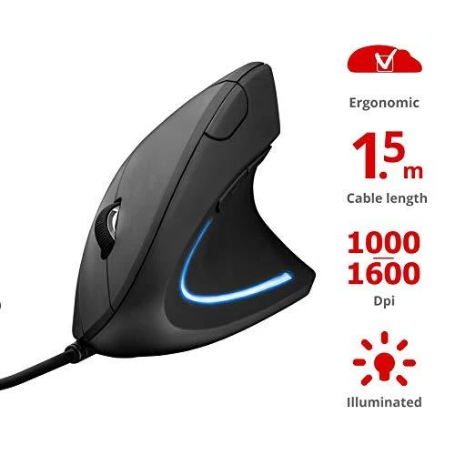 Kompiuterio pelė Trust USB Verto, ergonomiška, juodos spalvos