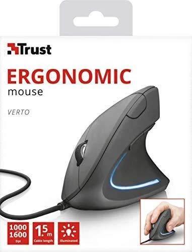 Kompiuterio pelė Trust USB Verto, ergonomiška, juodos spalvos