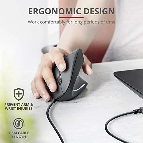 Kompiuterio pelė Trust USB Verto, ergonomiška, juodos spalvos