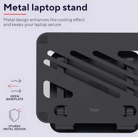 Trust Zeff Metal Juodas - notebook stand 40.6 cm (16"), juodas