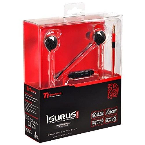 Į ausis įkišamos ausinės žaidimams Thermaltake Tt eSPORTS ISURUS PRO, Juoda-raudona