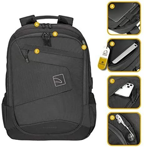 Tucano Lato Tinka iki 17 ", Juodas, Shoulder strap, Backpack