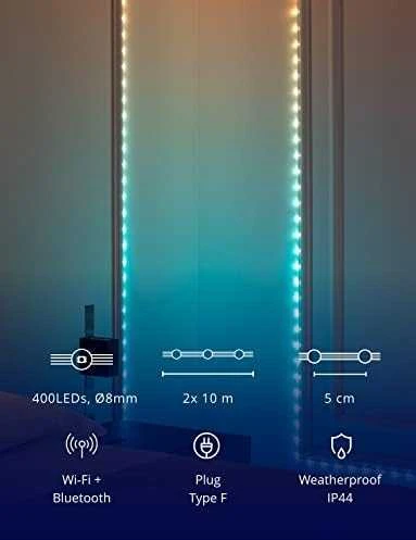 Lubinis šviestuvas „Twinkly Dots“ išmaniosios LED lemputės, 400 RGB (daugiaspalvės), 20 m, permatomas RGB laidas, 16 mln.+ spalvų
