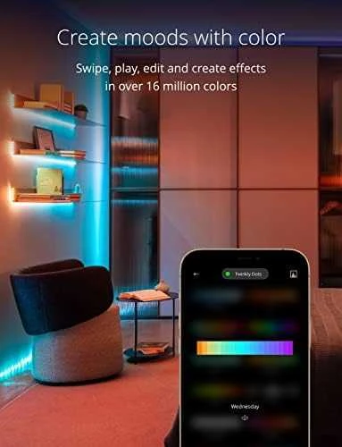 Lubinis šviestuvas „Twinkly Dots“ išmaniosios LED lemputės, 400 RGB (daugiaspalvės), 20 m, permatomas RGB laidas, 16 mln.+ spalvų