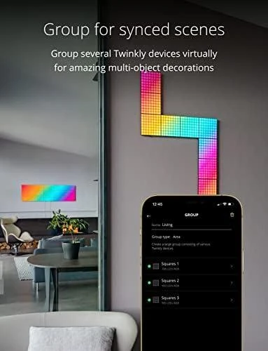 „Twinkly Squares“ išmaniųjų LED panelių išplėtimo paketas (3 panelės) RGB – 16 mln. spalvų