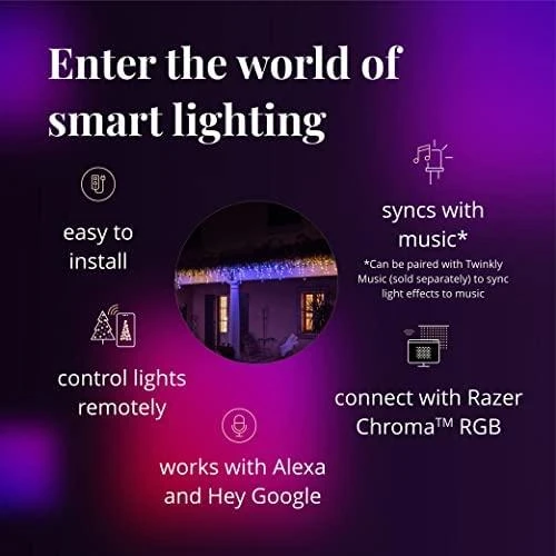 Kalėdinė lempučių girlianda Twinkly Icicle 190 Special LED RGB+W, varvekliai, daugiaspalvė