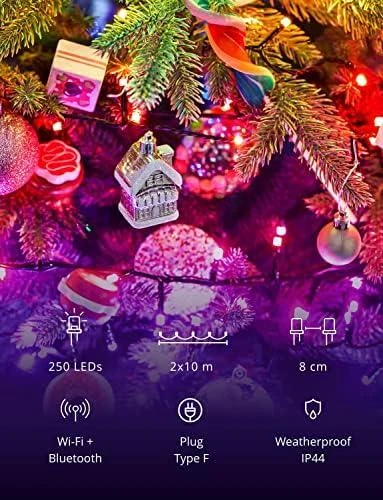 Kalėdinė išmanioji lempučių girlianda Twinkly Strings 250 LED RGB, daugiaspalvės