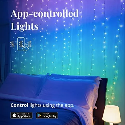Kalėdinė išmanioji lempučių girlianda Twinkly Curtain 210L 5mm RGBW, užuolaidos, daugiaspalvės