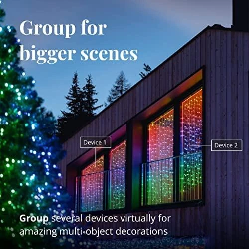 Kalėdinė išmanioji lempučių girlianda Twinkly Curtain 210L 5mm RGBW, užuolaidos, daugiaspalvės