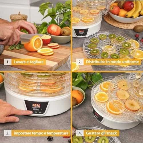 FIRSTAUSTRIA TZS First Austria Food DehydratOr, 380W Max, 5 Round Layer, Digital Timer+Temp FA-5126-8