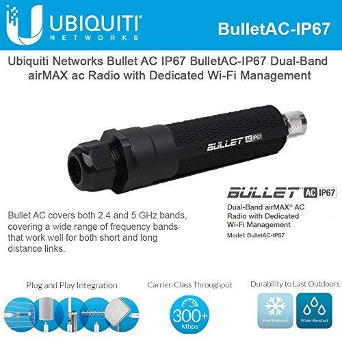 Maršrutizatorius Bullet Dual-Band AC Ubiquiti Titanium IP67, 2.4 / 5GHz, juodas / UBI-BULLETAC-IP67