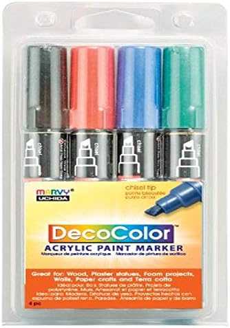 Marvy Uchida Akriliniai markeriai "Marvy Decocolor Acrylic" #315-4A Primary. 4 vnt