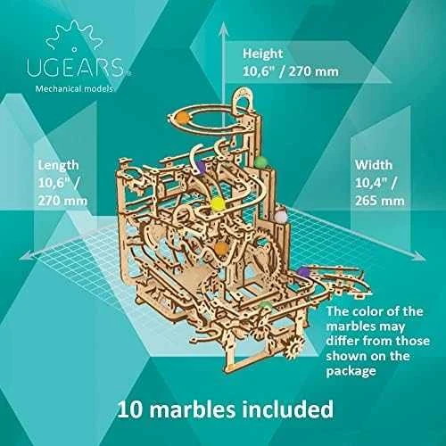 Marble Run – lygių keltuvas – mechaninis sulankstomas modelis – fanera – 315 elementų – Ugearsmodels