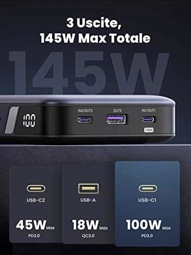 Nešiojamas įkroviklis UGREEN Powerbank 145W nešiojamajam kompiuteriui - 3 jungtys / 25000mAh