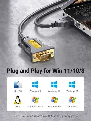 UGREEN USB į RS232 nuoseklusis kabelis USB serijinis DB9