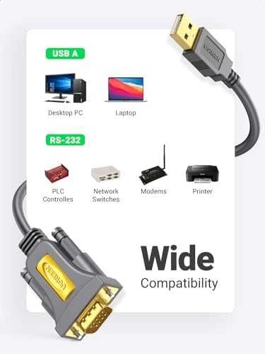 UGREEN USB į RS232 nuoseklusis kabelis USB serijinis DB9