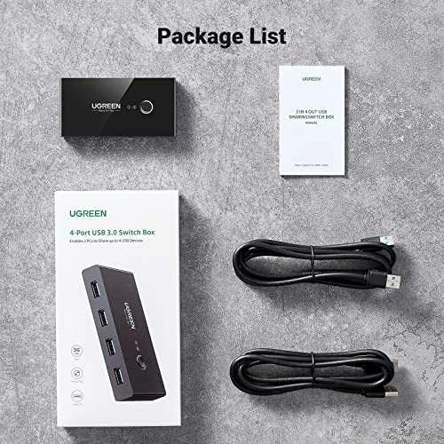 USB jungiklis KVM USB 2x4 UGREEN USB 3.0