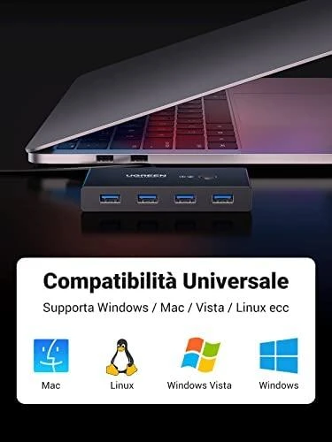 USB jungiklis KVM USB 2x4 UGREEN USB 3.0