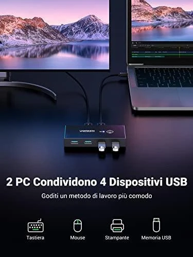 USB jungiklis KVM USB 2x4 UGREEN USB 3.0
