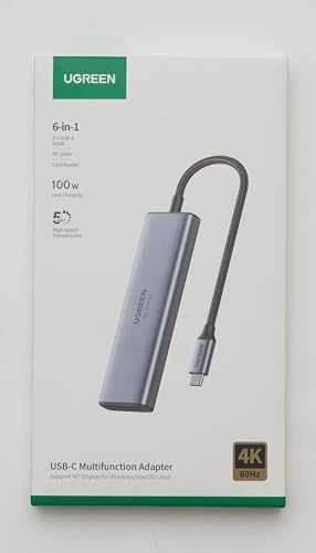 Ugreen daugiafunkcinis C tipo USB šakotuvas - 2x USB 3.2 Gen 1 / HDMI 4K 60Hz / SD ir TF kortelių skaitytuvas / C tipo USB PD 100W pilkos spalvos (60384 CM511)