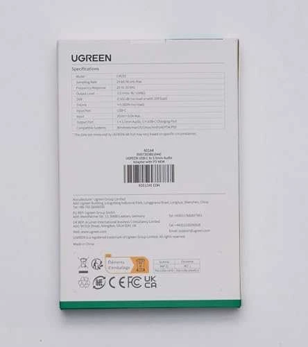 UGREEN CM231 garso adapteris USB-C prie mini lizdo 3.5 mm (pilka)