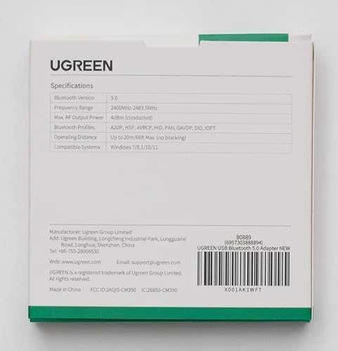 UGREEN CM390 Bluetooth 5.0 USB adapteris