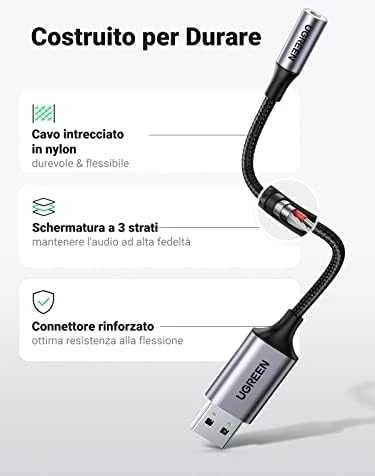 UGREEN CM477 garso adapteris USB - 3.5mm AUX