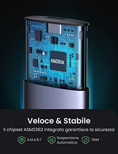 Ugreen 10902 saugojimo diskų korpusas SSD korpusas Pilka M.2