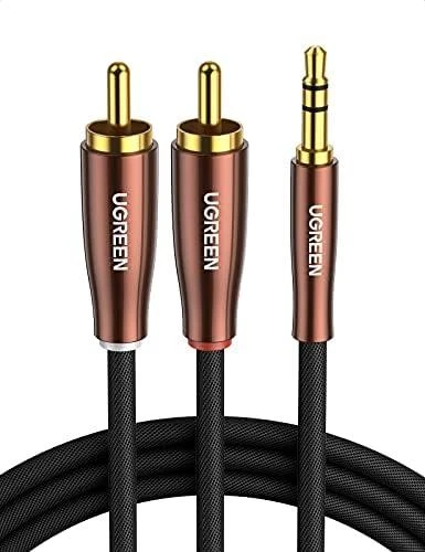 UGREEN 3.5mm į 2 RCA laidas su metalinėmis jungtimis